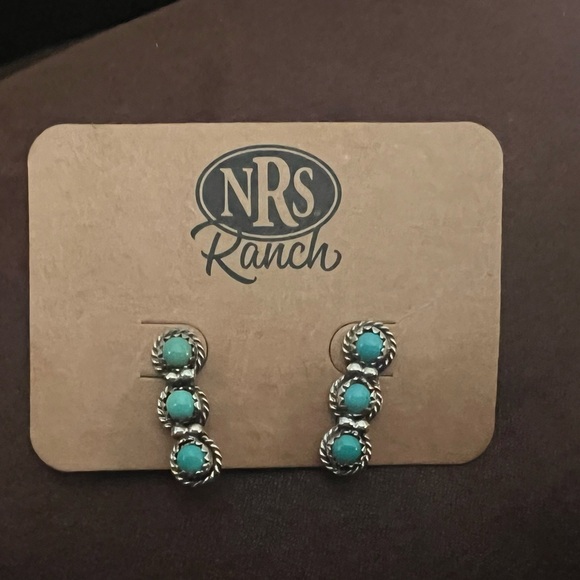 NRA real Turquoise Silver Earrings - Picture 1 of 2